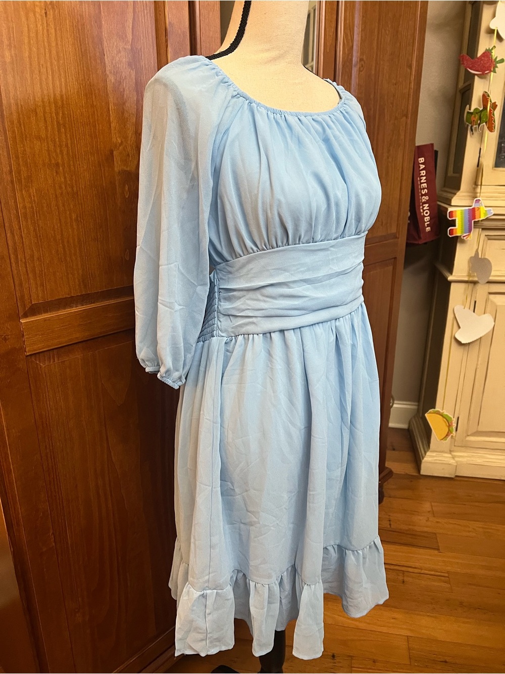 Amazon Light Blue Off-Shoulder Ruffle Mini Dress - Picture 3 of 6